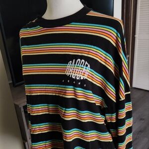 RAGGED Striped Colorful Black Long Sleeve Shirt